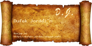 Dufek Jordán névjegykártya